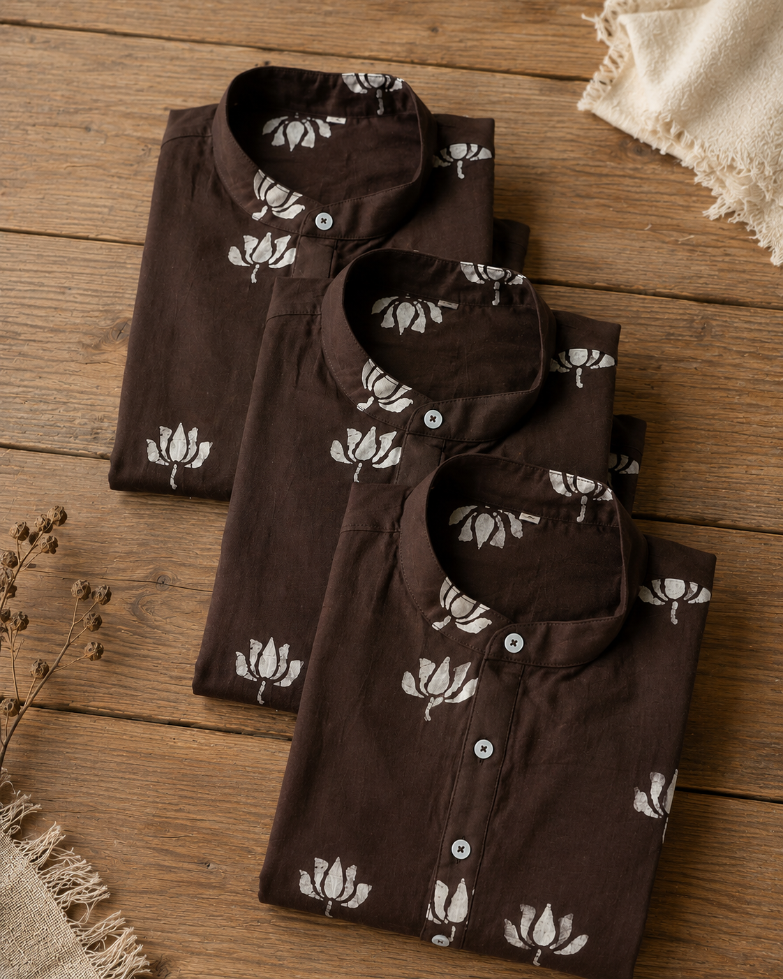 Batik natural dye floral shirt
