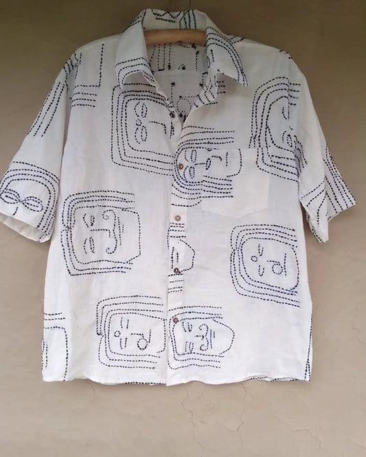 ABSTRACT POTRAIT EMBROIDERY SHIRT