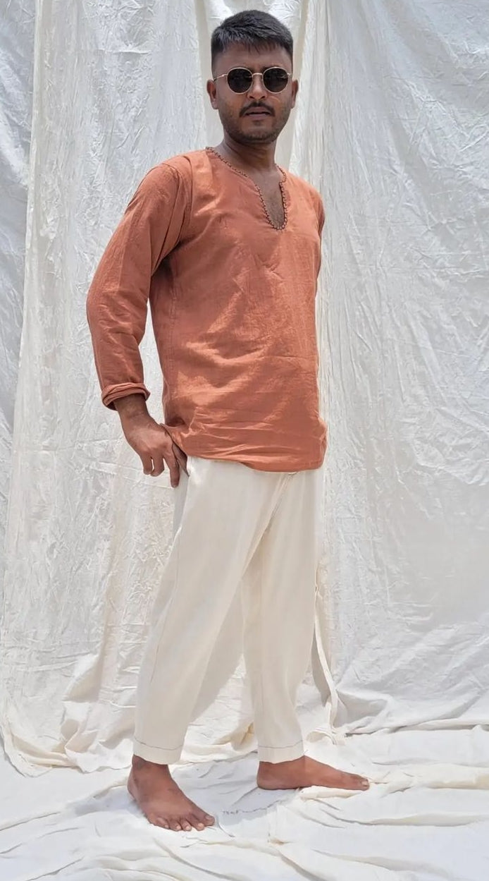 CATECHU DYED COTTON KURTA