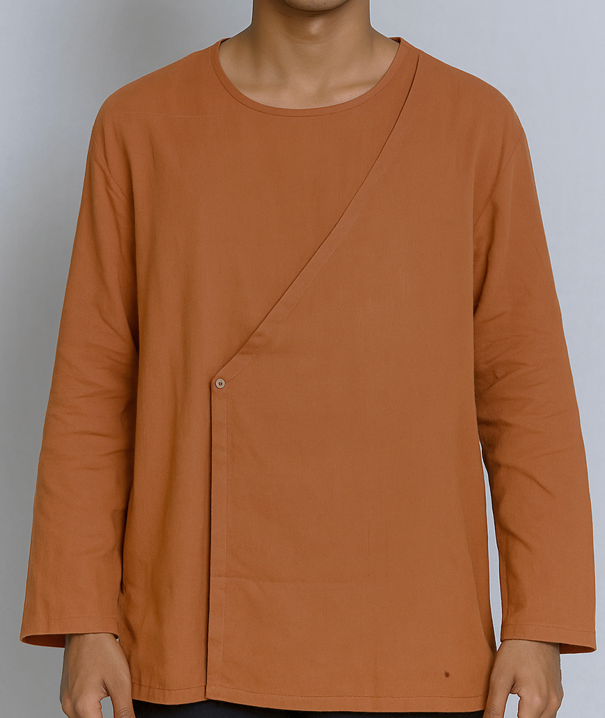 Catechu dyed hand woven cotton kurta