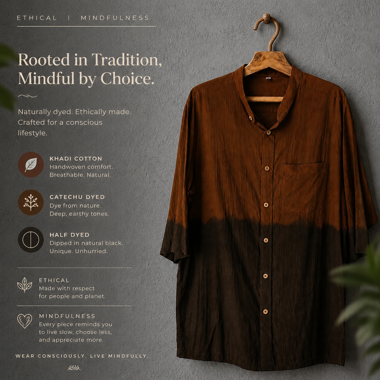 Catechu layered khadi shirt