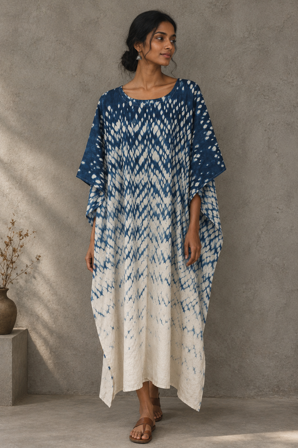 INDIGO SHIBORI KAFTAN